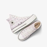 کتونی زنانه کانورس آل استار Chuck Taylor All Star Lift سفید طرح‌دار لژدار اورجینال