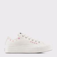 کتونی زنانه کانورس آل استار Chuck Taylor All Star Lift Floral Embroidery Low Top کرم اورجینال