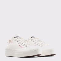 کتونی زنانه کانورس آل استار Chuck Taylor All Star Lift Floral Embroidery Low Top کرم اورجینال