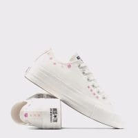 کتونی زنانه کانورس آل استار Chuck Taylor All Star Lift Floral Embroidery Low Top کرم اورجینال
