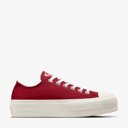 کتونی لژدار طرح قلب کانورس آل استار Chuck Taylor All Star Lift زرشکی زنانه اورجینال