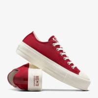 کتونی لژدار طرح قلب کانورس آل استار Chuck Taylor All Star Lift زرشکی زنانه اورجینال