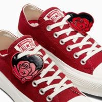 کتونی لژدار طرح قلب کانورس آل استار Chuck Taylor All Star Lift زرشکی زنانه اورجینال