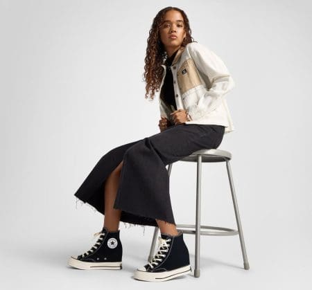 کتونی لژدار کانورس آل استار Chuck 70 Wedge مشکی زنانه اورجینال