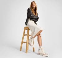 کتونی لژدار کانورس آل استار Chuck 70 Wedge کرم زنانه اورجینال