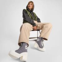 کتونی چرمی لژدار کانورس آل استار Chuck 70 De Luxe Heel طوسی مردانه و زنانه اورجینال