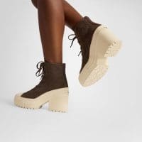 کتونی چرمی لژدار کانورس آل استار Chuck 70 De Luxe Heel قهوه‌ای مردانه و زنانه اورجینال