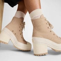 کتونی چرمی لژدار کانورس آل استار Chuck 70 De Luxe Heel قهوه‌ای مردانه و زنانه اورجینال