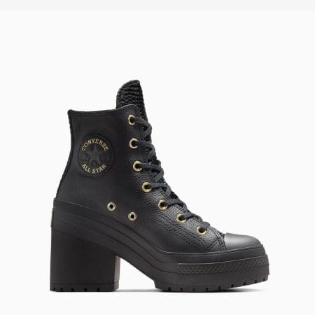 کتونی چرمی لژدار کانورس آل استار Chuck 70 De Luxe Heel مشکی مردانه و زنانه اورجینال