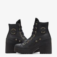 کتونی چرمی لژدار کانورس آل استار Chuck 70 De Luxe Heel مشکی مردانه و زنانه اورجینال