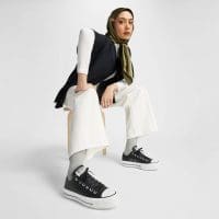 کتونی چرمی لژدار کانورس آل استار Chuck Taylor All Star مشکی مردانه و زنانه اورجینال