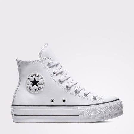 کتونی چرمی لژدار کانورس آل استار Chuck Taylor All Star Lift سفید مردانه و زنانه اورجینال