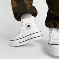 کتونی چرمی لژدار کانورس آل استار Chuck Taylor All Star Lift سفید مردانه و زنانه اورجینال