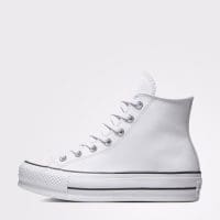 کتونی چرمی لژدار کانورس آل استار Chuck Taylor All Star Lift سفید مردانه و زنانه اورجینال