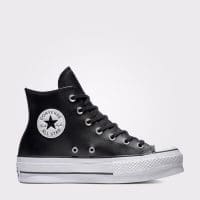 کتونی چرمی لژدار کانورس آل استار Chuck Taylor All Star Lift مشکی مردانه و زنانه اورجینال