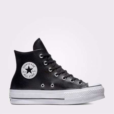 کتونی چرمی لژدار کانورس آل استار Chuck Taylor All Star Lift مشکی مردانه و زنانه اورجینال