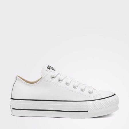 کتونی چرمی کانورس آل استار Chuck Taylor All Star Lift سفید لژدار مردانه و زنانه اورجینال
