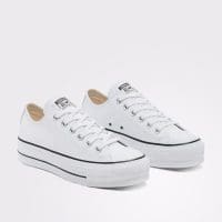 کتونی چرمی کانورس آل استار Chuck Taylor All Star Lift سفید لژدار مردانه و زنانه اورجینال