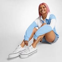 کتونی چرمی کانورس آل استار Chuck Taylor All Star Lift سفید لژدار مردانه و زنانه اورجینال