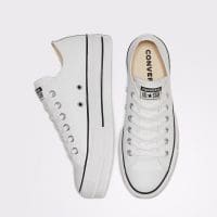 کتونی چرمی کانورس آل استار Chuck Taylor All Star Lift سفید لژدار مردانه و زنانه اورجینال