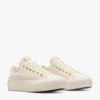 کتونی چرمی کانورس آل استار Chuck Taylor All Star Lift کرم زنانه لژدار اورجینال