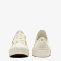 کتونی چرمی کانورس آل استار Chuck Taylor All Star Lift کرم زنانه لژدار اورجینال