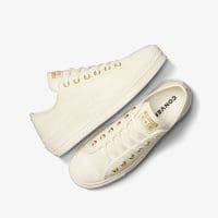 کتونی چرمی کانورس آل استار Chuck Taylor All Star Lift کرم زنانه لژدار اورجینال