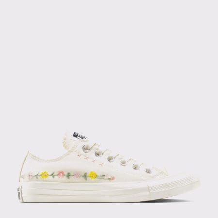 کتونی کانورس آل استار Chuck Taylor All Star Embroidered Flowers کرم مردانه و زنانه اورجینال