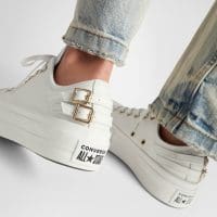 کتونی کانورس آل استار Chuck Taylor All Star Lift سفید لژدار زنانه اورجینال