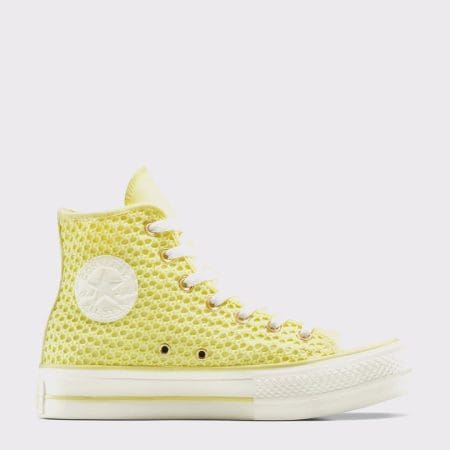 کتونی کانورس آل استار Chuck Taylor All Star Lift لژدار بافت‌دار زرد زنانه اورجینال
