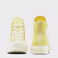 کتونی کانورس آل استار Chuck Taylor All Star Lift لژدار بافت‌دار زرد زنانه اورجینال