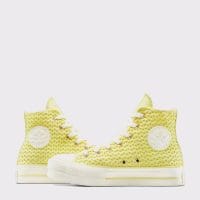 کتونی کانورس آل استار Chuck Taylor All Star Lift لژدار بافت‌دار زرد زنانه اورجینال