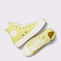 کتونی کانورس آل استار Chuck Taylor All Star Lift لژدار بافت‌دار زرد زنانه اورجینال