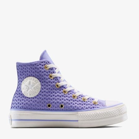 کتونی کانورس آل استار Chuck Taylor All Star Lift لژدار بافت‌دار دار بنفش زنانه اورجینال