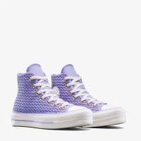 کتونی کانورس آل استار Chuck Taylor All Star Lift لژدار بافت‌دار دار بنفش زنانه اورجینال
