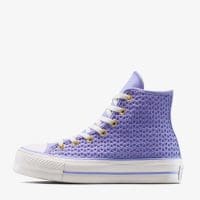 کتونی کانورس آل استار Chuck Taylor All Star Lift لژدار بافت‌دار دار بنفش زنانه اورجینال