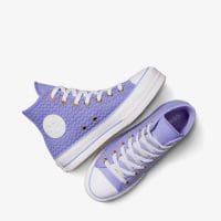 کتونی کانورس آل استار Chuck Taylor All Star Lift لژدار بافت‌دار دار بنفش زنانه اورجینال