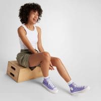 کتونی کانورس آل استار Chuck Taylor All Star Lift لژدار بافت‌دار دار بنفش زنانه اورجینال