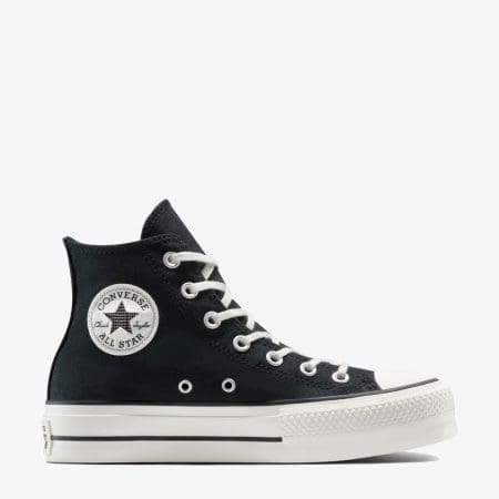 کتونی کانورس آل استار Chuck Taylor All Star Lift لژدار مشکی گلدار زنانه اورجینال