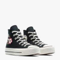 کتونی کانورس آل استار Chuck Taylor All Star Lift لژدار مشکی گلدار زنانه اورجینال