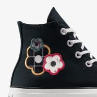 کتونی کانورس آل استار Chuck Taylor All Star Lift لژدار مشکی گلدار زنانه اورجینال