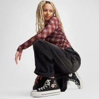 کتونی کانورس آل استار Chuck Taylor All Star Lift لژدار مشکی گلدار زنانه اورجینال