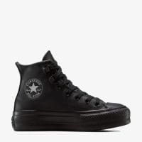 کتونی کانورس آل استار Chuck Taylor All Star Lift لژدار چرمی مشکی زنانه اورجینال