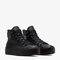 کتونی کانورس آل استار Chuck Taylor All Star Lift لژدار چرمی مشکی زنانه اورجینال