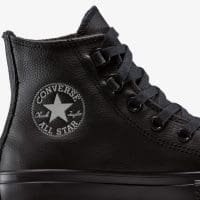 کتونی کانورس آل استار Chuck Taylor All Star Lift لژدار چرمی مشکی زنانه اورجینال