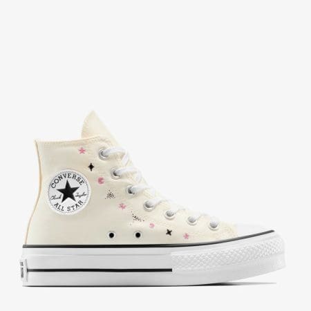 کتونی کانورس آل استار Chuck Taylor All Star Lift لژدار کرم آسمانی زنانه اورجینال
