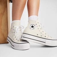 کتونی کانورس آل استار Chuck Taylor All Star Lift لژدار کرم آسمانی زنانه اورجینال