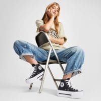 کتونی کانورس آل استار Chuck Taylor All Star Lift Double Stack مشکی مردانه و زنانه اورجینال