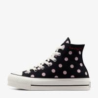 کتونی کانورس آل استار Chuck Taylor All Star Lift Polka Dots مشکی لژدار زنانه اورجینال