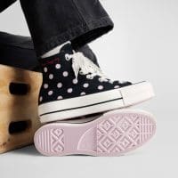 کتونی کانورس آل استار Chuck Taylor All Star Lift Polka Dots مشکی لژدار زنانه اورجینال